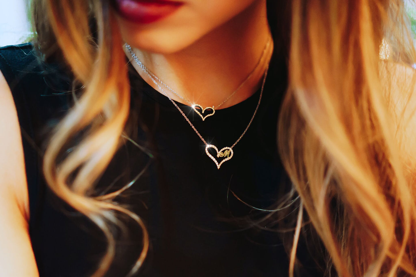Diamond Heart Letter Necklace