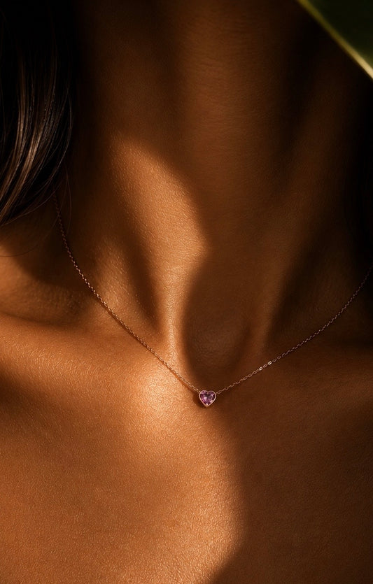 Pink Sapphire Heart Necklace