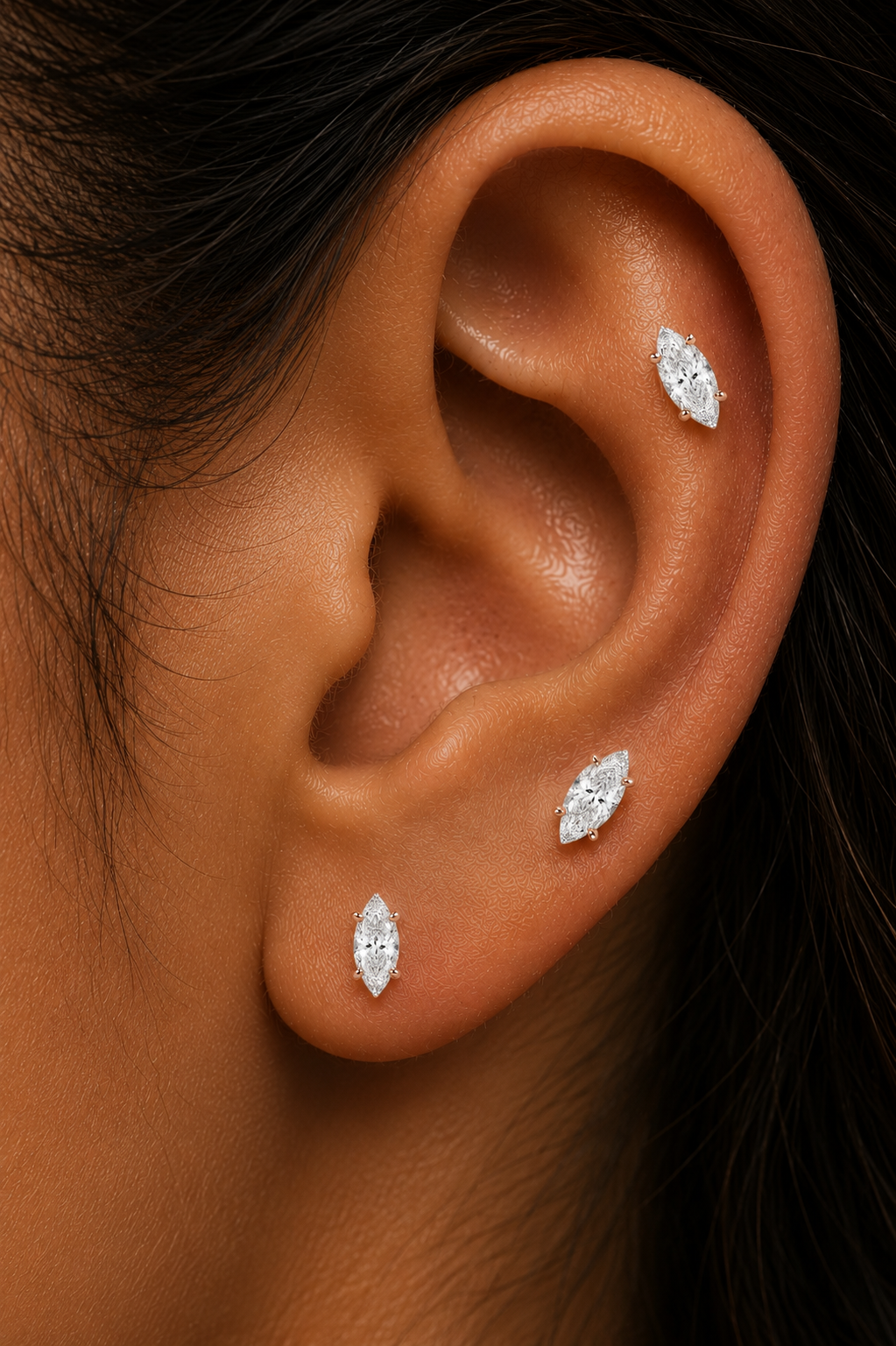 Marquise Diamond Stud Earring