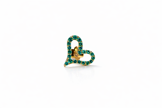 Emerald Heart Threaded Stud Earring