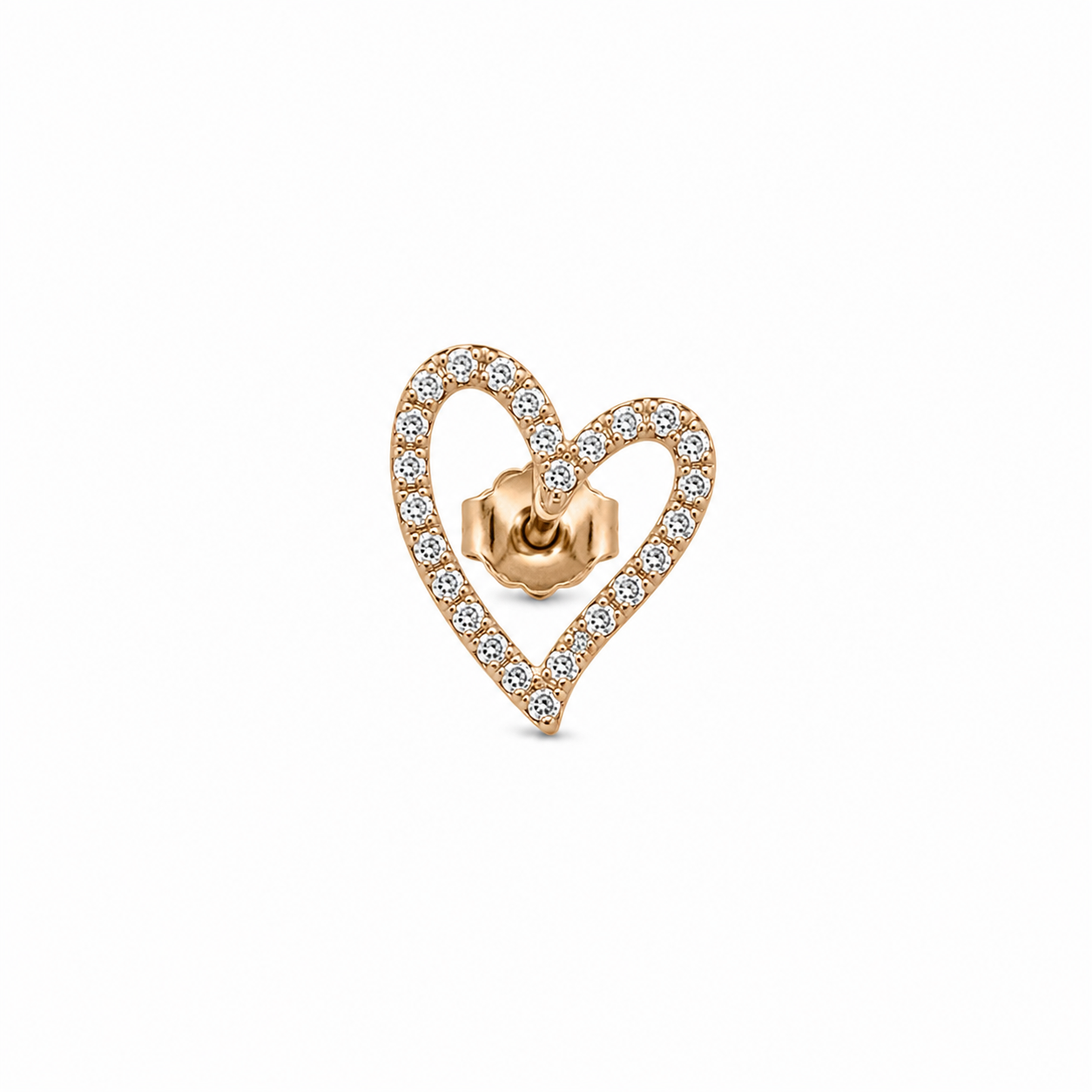 Diamond Open Heart Stud Earring