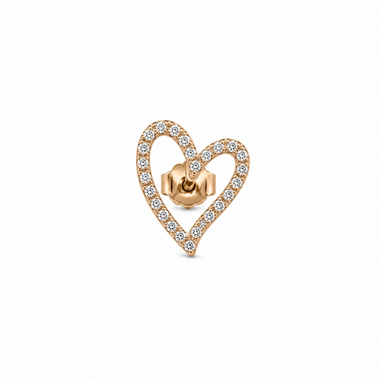 Diamond Open Heart Stud Earring