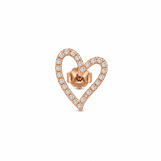 Diamond Open Heart Stud Earring