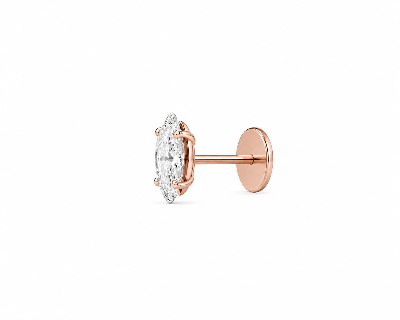 Marquise Diamond Threaded Stud Earring