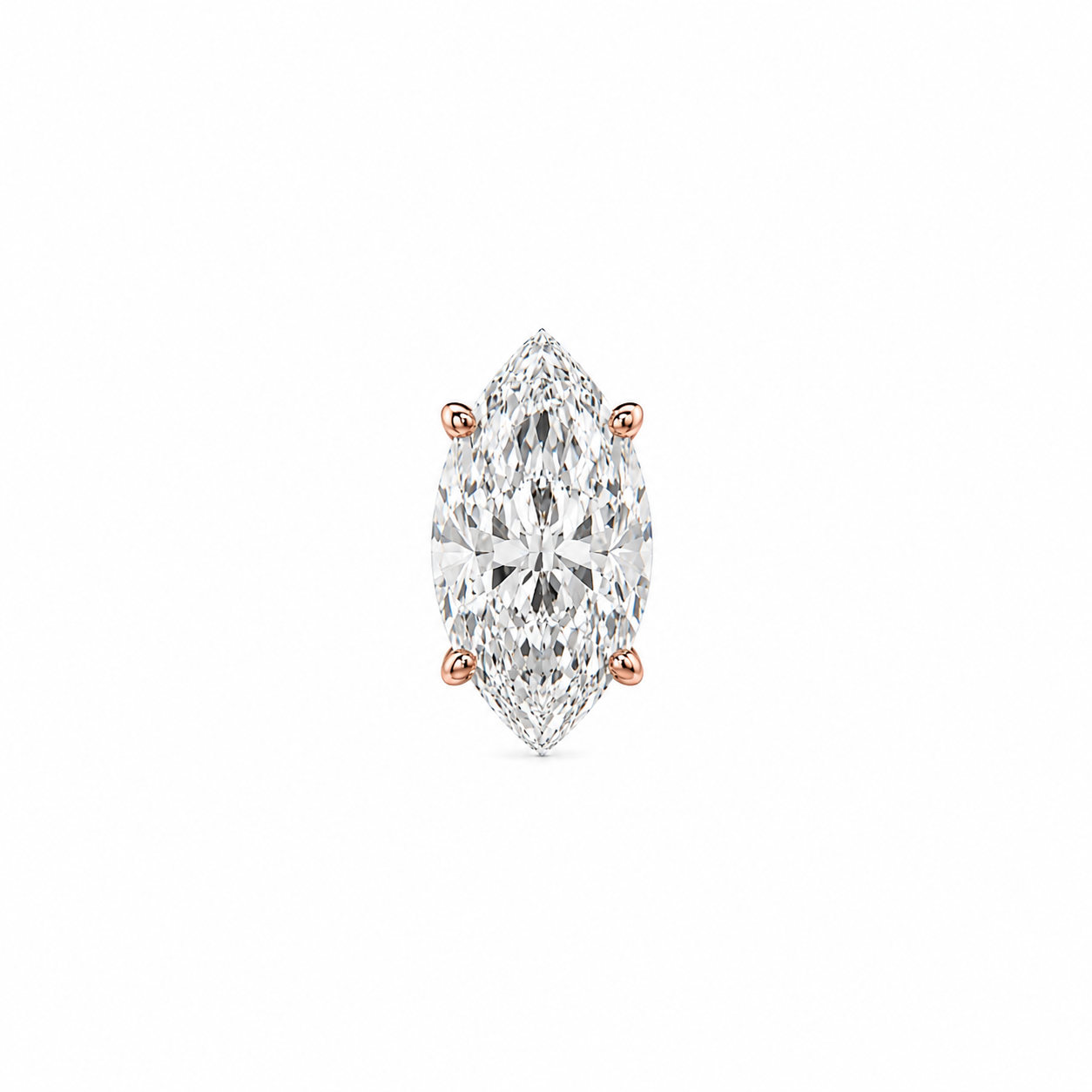 Marquise Diamond Threaded Stud Earring