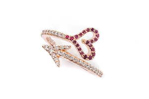 Cupid Arrow Ring with Rubies and Diamonds
