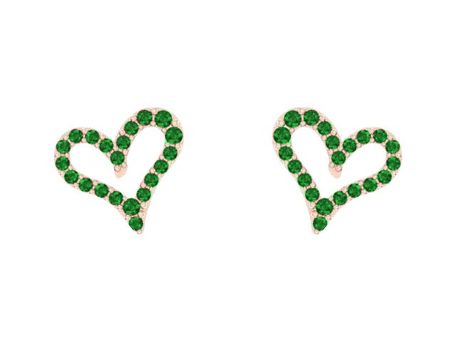 Emerald Heart Threaded Stud Earring
