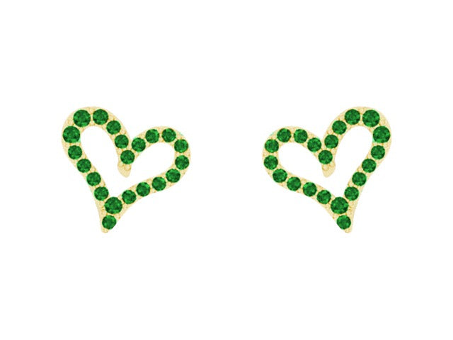 Emerald Heart Threaded Stud Earring