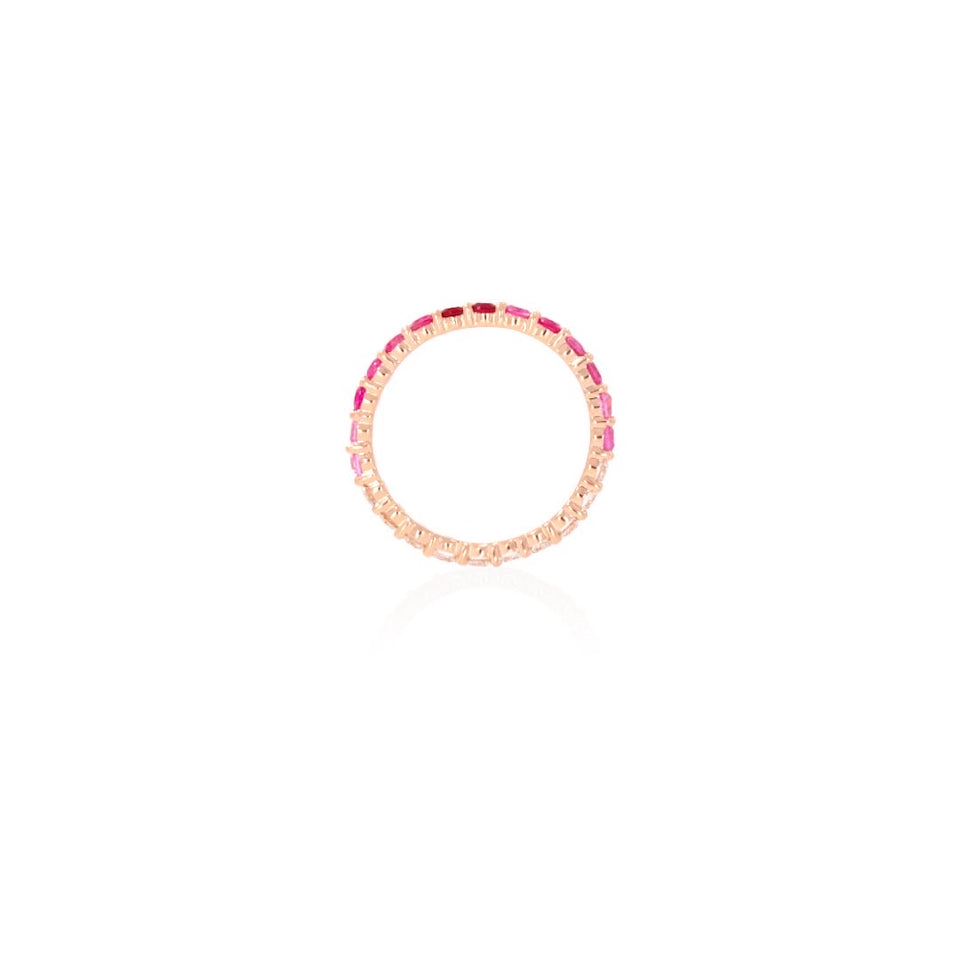 Sunset Eternity Ring with Diamonds, Sapphires and Rubies