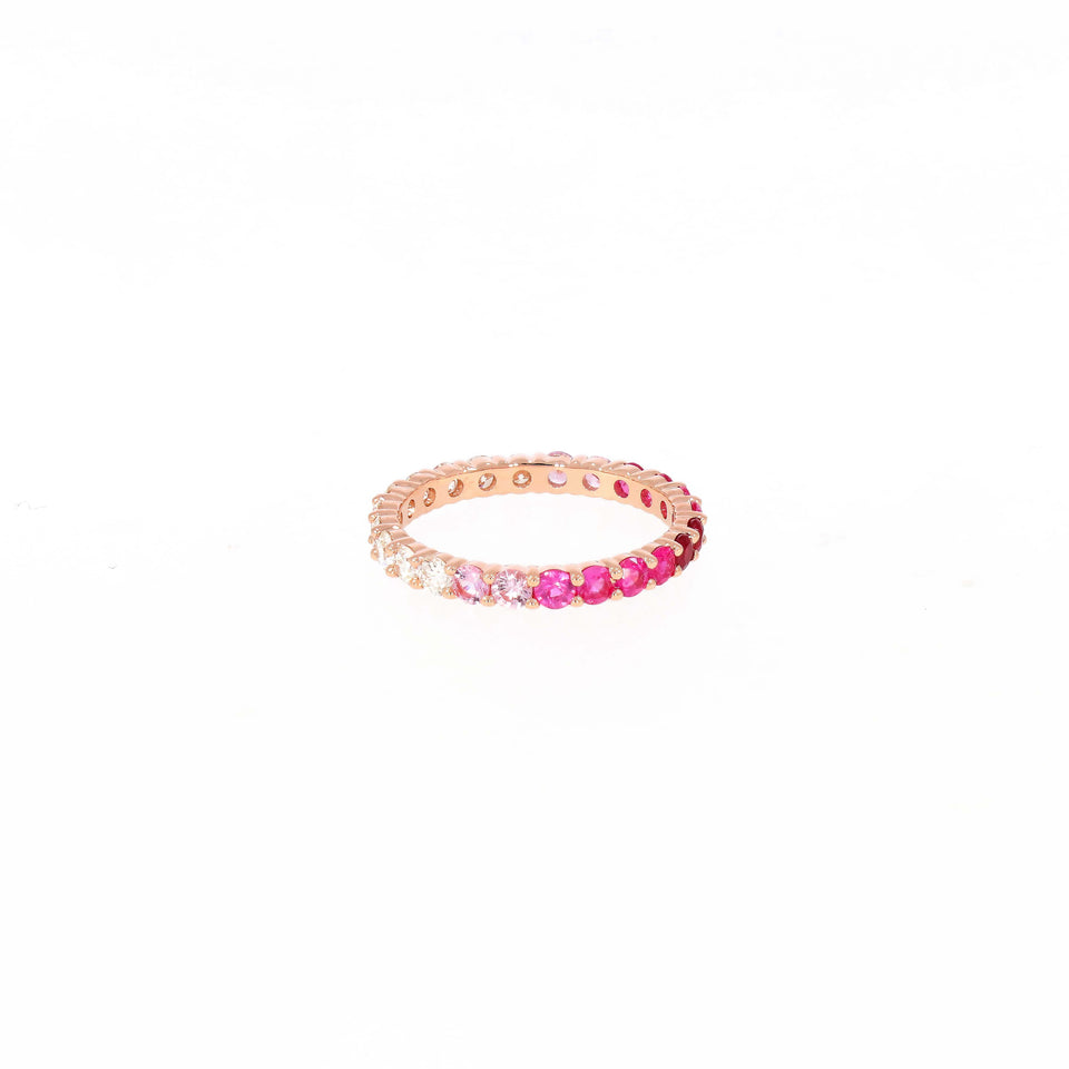 Sunset Eternity Ring with Diamonds, Sapphires and Rubies