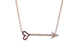 Cupid Arrow Necklace with Rubies and Diamonds
