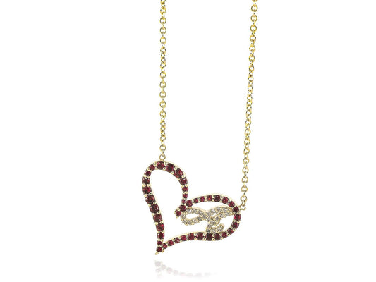Ruby Heart Initial Necklace