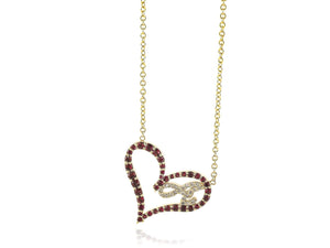 Ruby Sinful Heart Initial Necklace